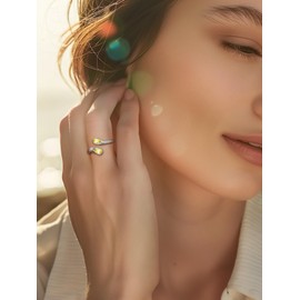 Silvora Sterling Silver Birthstone Rings, S925 Sterling Silver Open Rings November Birthstone Jewelry Gifts for Women Girls Adjustable