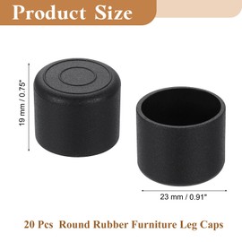 uxcell 20 Pcs 0.91 x 0.91 Inch Round PVC Furniture Leg Caps, Chair Leg Floor Protector for Patio, Indoor Chair, Table, Bed and Cabinet, Black
