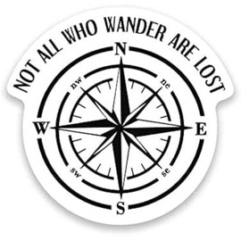 Not All Who Wander are Lost Compass Magnet - 5 Inches at Longest End - Heavy Duty Refrigerator Magnet Full Color UV Printed Fade Resistant - One 5 Inch Magnet