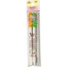 Sanrio Hello Kitty Water-Based Color Pen, Set of 2, Stationery (Orange, Green)