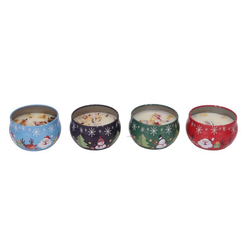 4Pcs Christmas Scented Candles Gifts Set Soy Wax Plant Oil