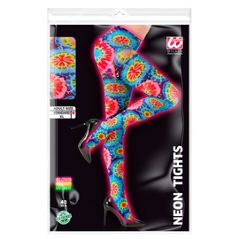 Widmann - Psychedelische Strumpfhose, Neon, 40 DEN, Disco Fever, Karneval, Mottoparty