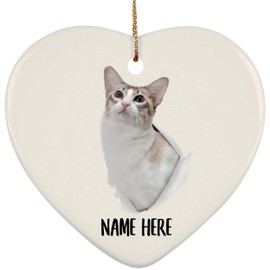 Customized Name Javanese Cat Crack Hole Gifts 2024 Christmas Tree Ornaments Heart