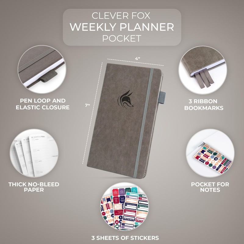 Clever Fox Pocket Planner Weekly – Undated Monthly Goal Planner