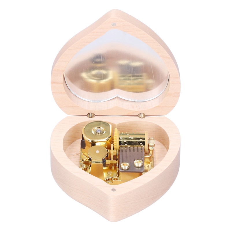 Wood Heart Shape Music Box Musical Box for Birthday Christmas