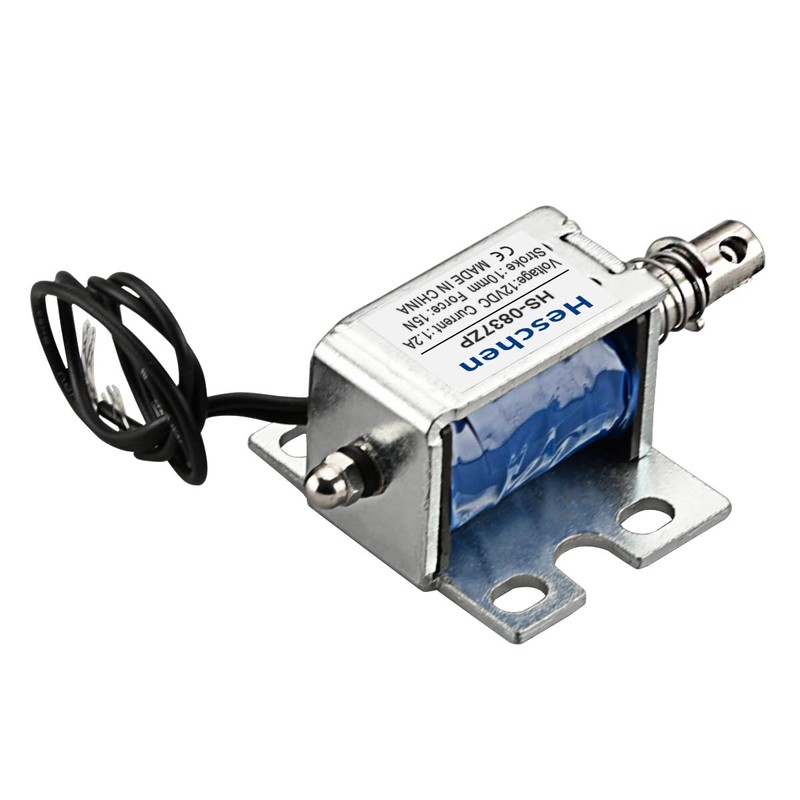 Hechen Solenoid Electromagnet, HS-0837ZP, DC12V, 15N, 10mm Stroke, Push Pull