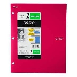 2 - Pocket Folder, Stay-Put Tabs, Plastic,(38060) (RED)