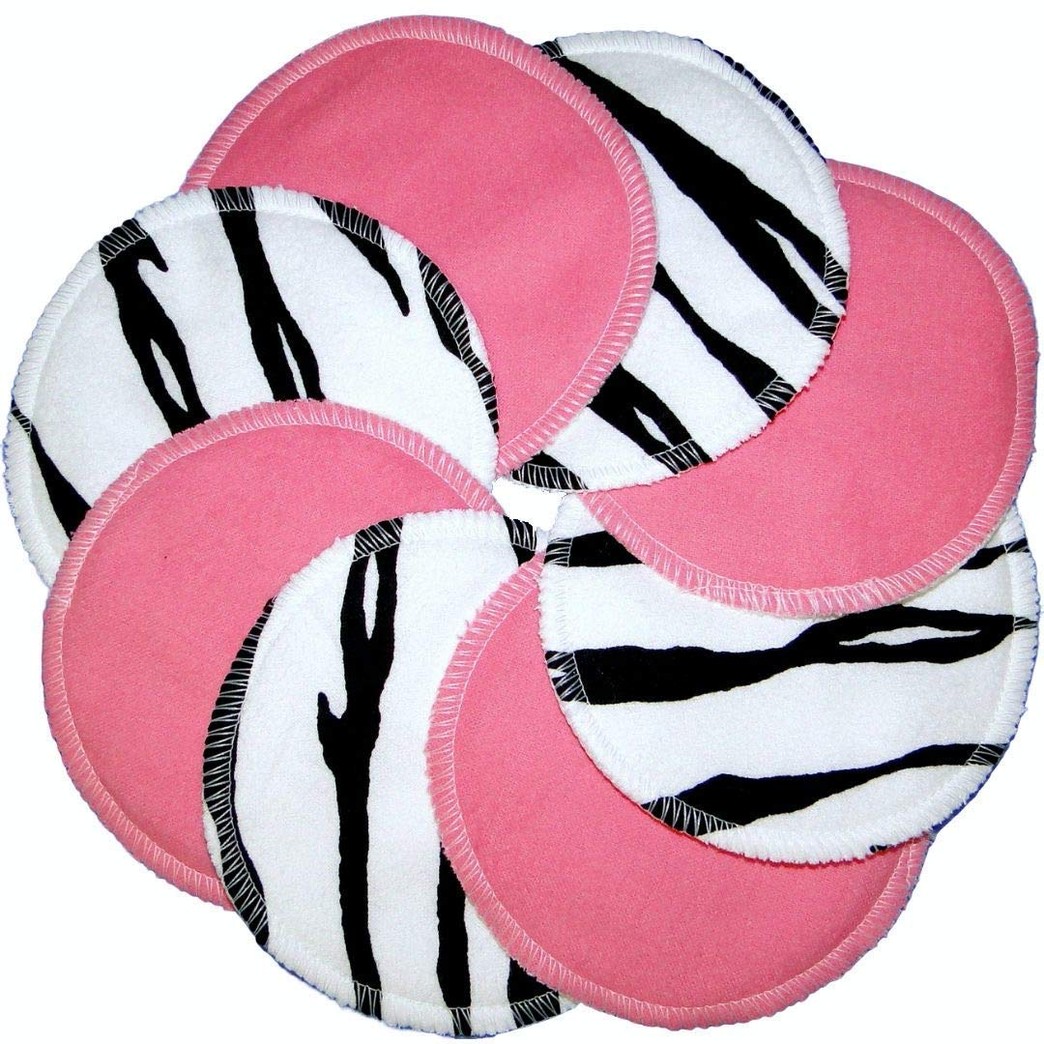 Nursing Pads - Pink & Zebra - 100% Cotton Washable by NuAngel - 8 Pads - Made in USA