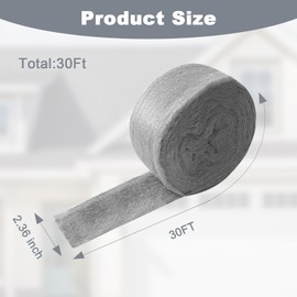 Stainless Steel Wool, 30FT Steel Wool Fill Fabric Roll, Gap Blocker Coarse Wire Hardware Cloth DIY Kit for Holes, Wall, Garden, Kitchen, Pipeline in Garage