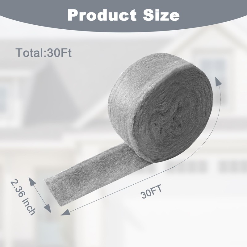 Stainless Steel Wool, 30FT Steel Wool Fill Fabric Roll, Gap
