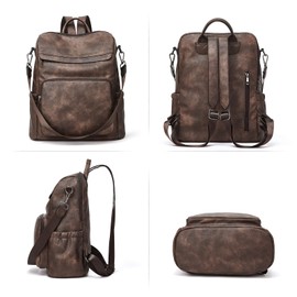 Botimmy Womens Backpack Purse Leather Anti-theft Convertible Shoulder Bags Ladies Large Fashion Designer Travel Bag Two Toned Coffee