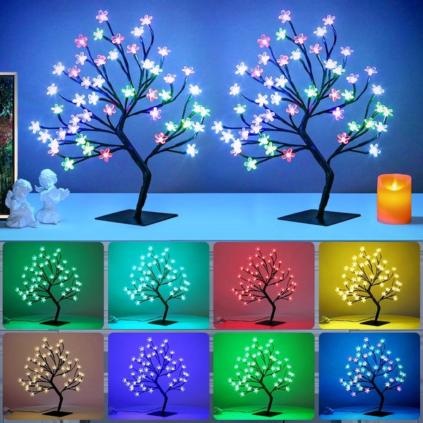 BDUSXYZ 2pcs 48 LED Artificial Lighted Cherry Blossom Tree -