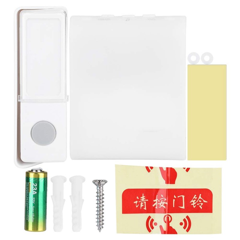 Wireless Doorbell 7-Colour LED Flash Button Doorbell IP44 Rainproof Doorbell