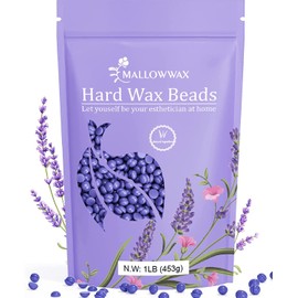 Mallowwax Mallowwax Hard Wax Beads, Wax Beans for Hair Removal, Natural Lavender, Stripless, Coarse Body Hair Specific - Ideal for Bikini, Brazilian, Legs, Underarms, Chest, 16 Ounce