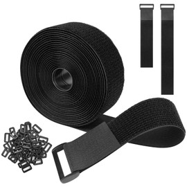 AiQInu Magic Cable Ties Free Cut, 2.4 x 2.0 inches (6 x 5 cm), Fastening Belt, 30 Buckles, Load Tightening Belt, Wire Organization, Hook & Loop Fastening Band, Reusable, Velcro Band, For DIY,