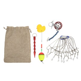 Fish Stringer Live Fish Lock with Reel Float Steel Wire Fishing Lock Buckle Outdoor Fishing Tackles 10 Buckles