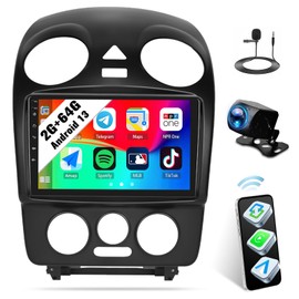 SIXWIN Android Car Stereo for VW Volkswagen Beetle 2004-2010 with Wireless CarPlay Android Auto Mirror Link 2G+64G 9 Inch Touchscreen Bluetooth GPS Navigation WiFi FM Backup Camera MIC