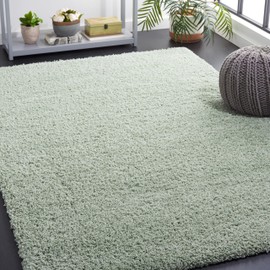 SAFAVIEH Laguna Shag Collection Area Rug - 5'3" x 7'6", Light Sage, Solid Design, Non-Shedding & Easy Care, 2-inch Thick Ideal for High Traffic Areas in Living Room, Bedroom (SGL303V)