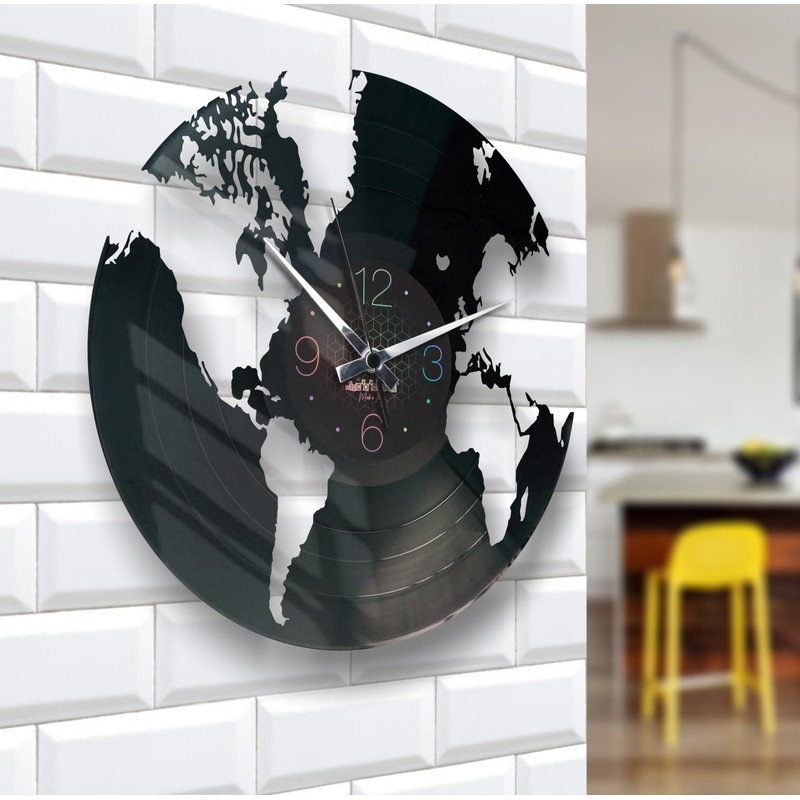 DISCOCLOCK - Silent Vinyl Clock - World World - Gift