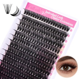 FADLASH Lash Clusters DIY Eyelash Clusters 50D D Curl Lashes Clusters with Thin Band DIY Lash Applicator at Home (50D-0.07D, 12-18mm)