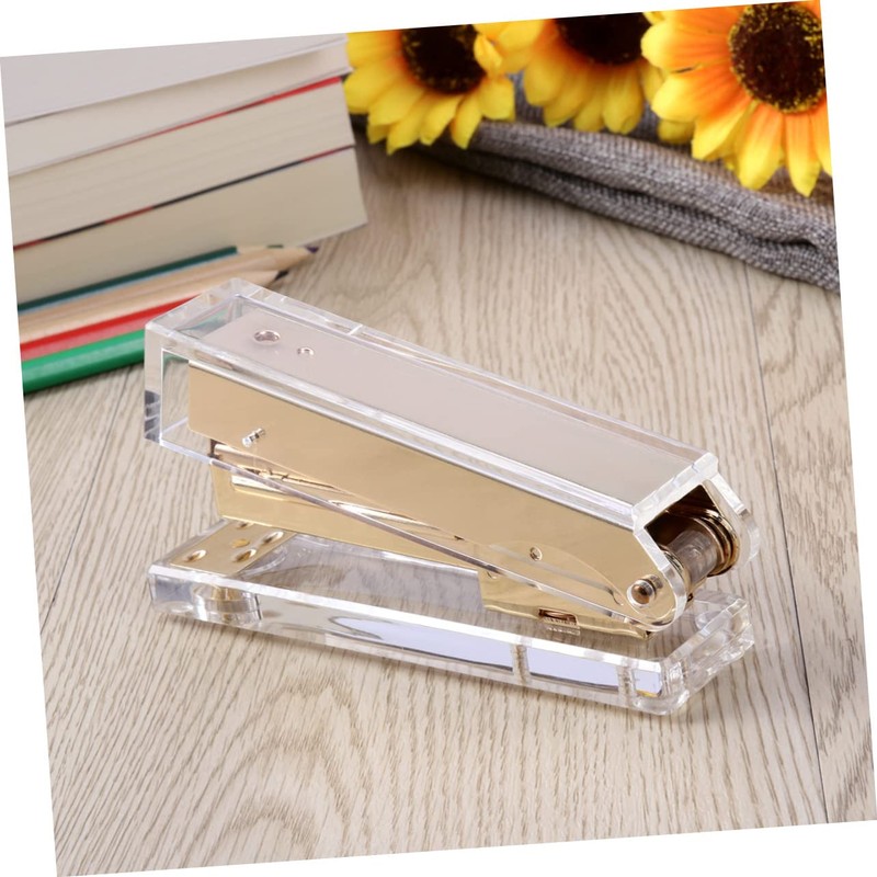 Operitacx Elegant Gold Desk Stapler Acrylic Office Stapler School Desk