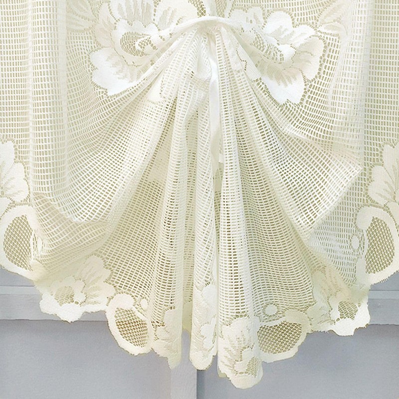 Maritown Swag Curtains Lace Valances Semi Sheer Floral Kitchen Window