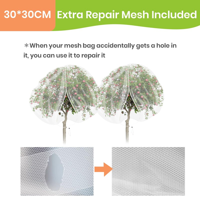 2Pcs Large 10x10FT Fruit Tree Netting with Zipper, Drawstring -