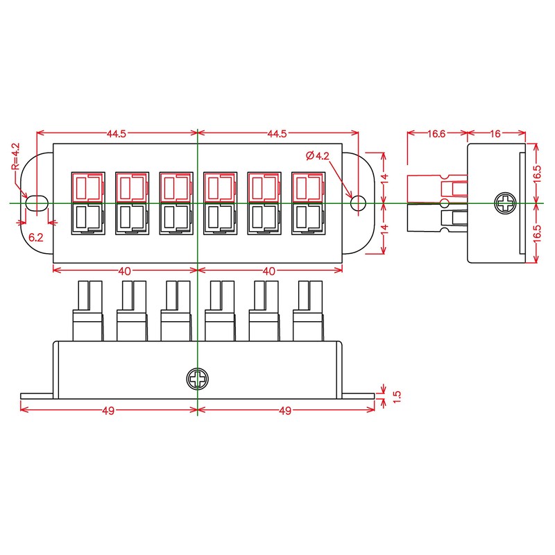 Chunzehui F-1011 6-Position 45A Power Pole Distribution Block Module, Connector