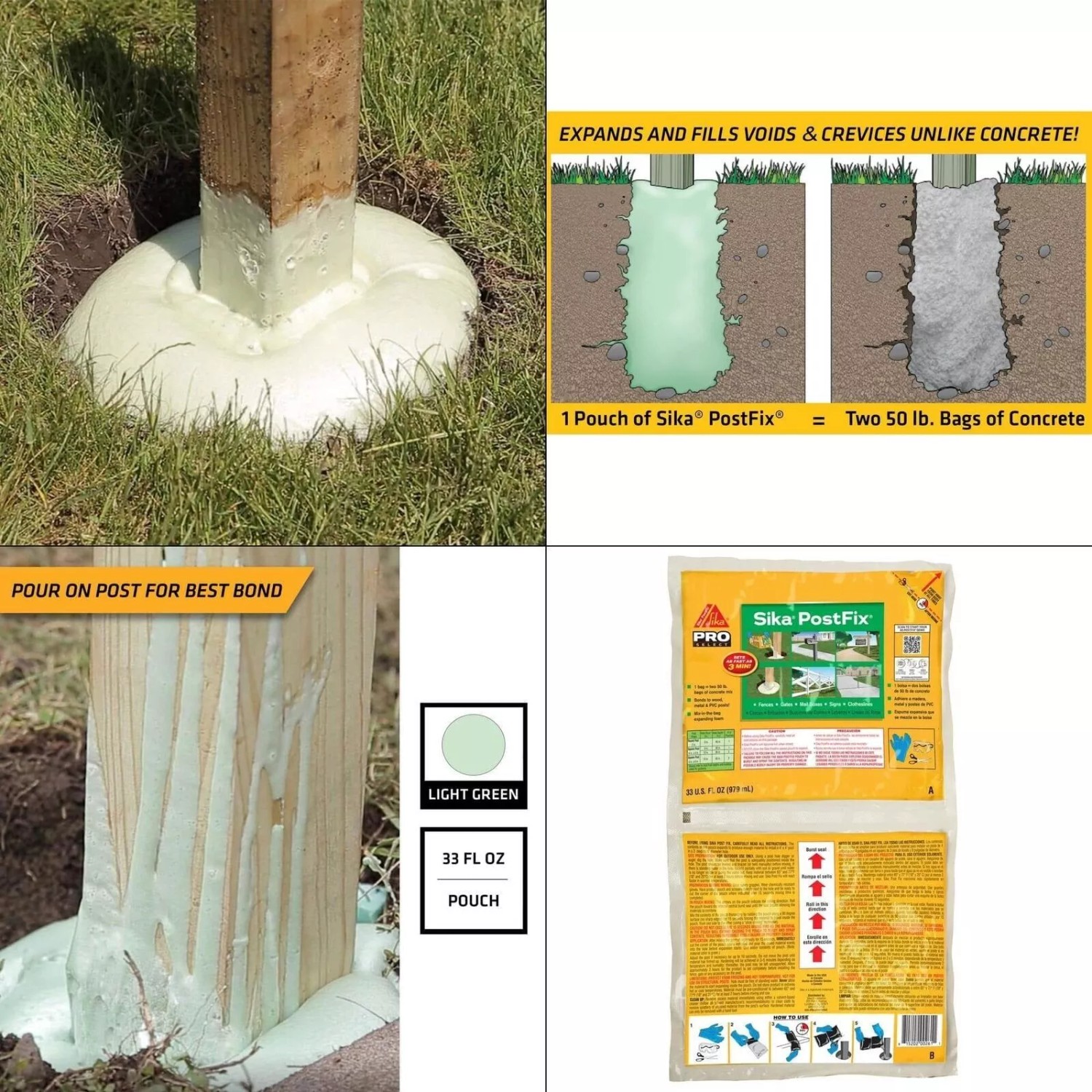 2 lb. PostFix Fence Post Mix - Mix-In-The-Bag Expanding Foam for Post ...