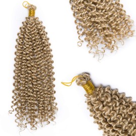 Marlybob Crochet Braids Hair Extension 14 Inch Deep Water Wave Braiding Hair Kinky Curly Afro Jerry Curl Marley Bob Twist Braid Hairpiece Synthetic Hair Extension 3 Bundles Ash Blonde