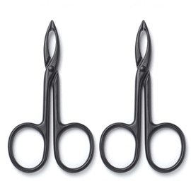 Pinzas De 2 Piezas, Mango De Tijera, Punta Recta, Pinzas Para Cejas En Forma De Tijera, Para El Cuidado De Las Cejas Y El Vello Facial Negro