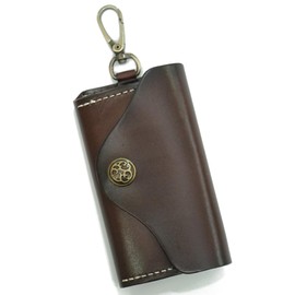 NM Element Men's Vintage Trifold Key Case, Genuine Leather, Carabiner, mocha brown