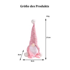 ENLACE Christmas Decoration Gnome, Handmade Christmas Gnome Faceless Doll Gnome Decorations, Christmas Decoration Gnome Figures, for Children, Family, Christmas, Home Decor, Pink