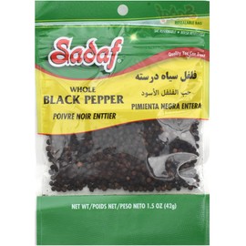 Sadaf Black Pepper Whole - Whole Black Peppercorns for Cooking and Food Seasoning - Whole Black Pepper Spice - Kosher - 1.5 Oz Resealable Bag