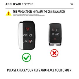 Ysbxitu Key Fob Cover With Keychain Fit For LR2 LR4 Discovery Sport Freelander Range Rover Sport Aurora Evoque Vogue Velar Jaguar XF XE XJ XJL C-X16 V12 F-pace F-TYPE Key Shell Case-White