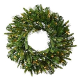 Pemberly Row 30" Cashmere Artificial Christmas Wreath with White Lights in Green