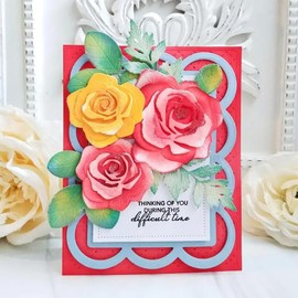 Roses Flowers Metal Die Cuts Dies Stencil, Roses Frame Cutting Dies Cut Stencils DIY Scrapbooking Cards Photo Album Craft Decorative Embossing Paper Dies for Album Card Scrapbooking Making