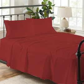 ARlinen RV Sheet Sets-(72x80) Camper King Size, Burgundy Solid up to 8-10 inch deep Mattress Sheets for Camper Bed sheetset.