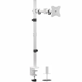 VIVO Single Monitor Desk Mount, Extra Tall Fully Adjustable Stand for 1 LCD Screen up to 32 inches, Ultra Wide Screens up to 38 inches, 22 lbs Capacity, White, STAND-V001TW