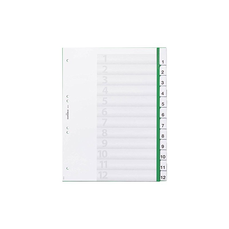 Durable 621005 1-12 Index File with Pre-Inserted Printed Inserts for