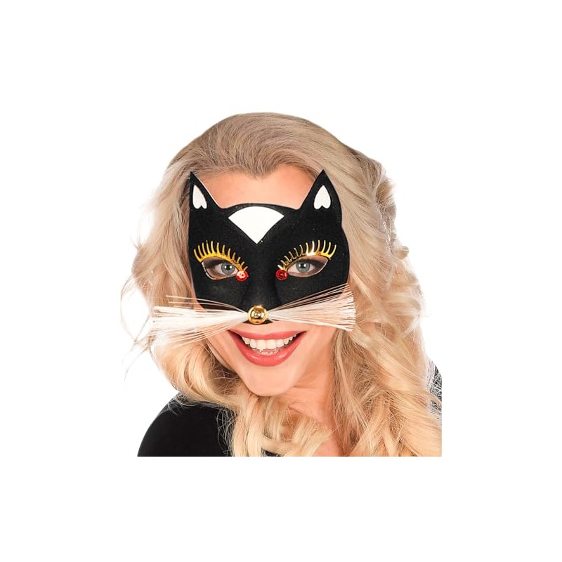 Widmann 64641 - Eye Mask Black Cat, Animal Mask, Masquerade