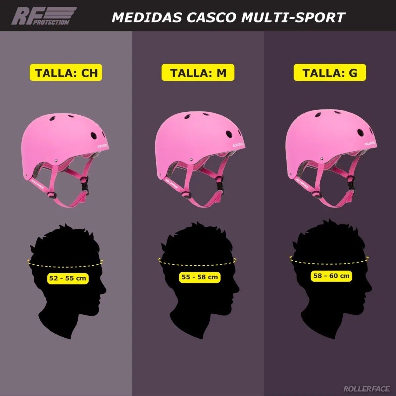 Rollerface Casco Multi-sport, Doble Certificado De Seguridad Color Rosa Talla