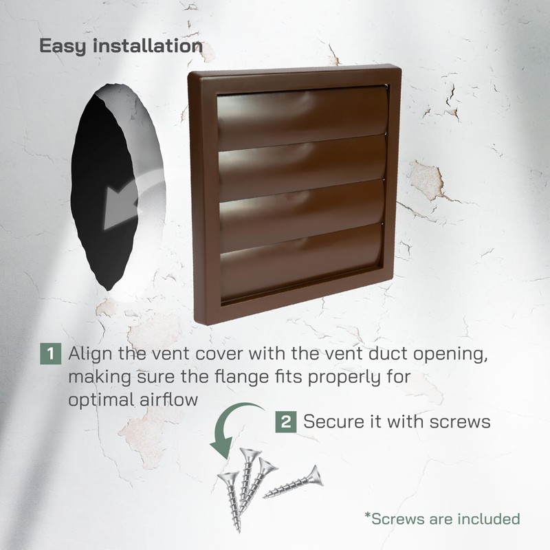 Vent Systems 6" Inch Brown Exhaust Vent Cover - Dryer