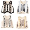 URTERYSER Women Vest, Women Crochet Knit Diamond Sweater Vest Button