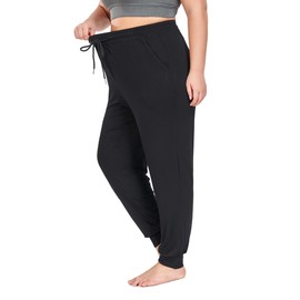 COOTRY Women's Plus Size Lounge Yoga Pants Loose Comfy Casual Joggers Drawstring with Pockets Black 4XL