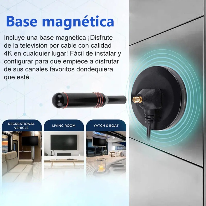 Antena de TV Digital 4K HD Para Interiores Con Amplificador