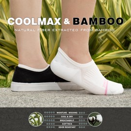 BRISIRA Bamboo Viscose Compression No Show Socks Womens High Low Non Slip Running Athletic Cushion Moisture Wicking