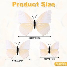 24pcs Butterfly Wall Decor, Magnet Monarch Butterfly Artificial 3D Fridge Butterfly Wall Stickers Art for Refrigerator Locker Wall Home Party Decorations (White)