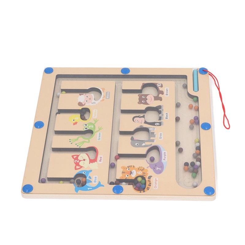 Magnetic Color and Number Maze Board Early Education Wooden Matching
