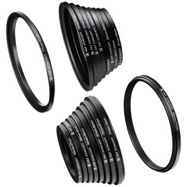 K&F CONCEPT 18pcs Step Up Rings + Step Down Rings 37-49mm 49-52mm 52-55mm 55-58mm 58-62mm 62-67mm 67-72mm 72-77mm 77-82mm 9pcs 49-37mm 52-49mm 58-55mm 55mm -52mm 6 2-58mm 67-62mm 72-67mm 77-72mm 82-77mm 9pcs